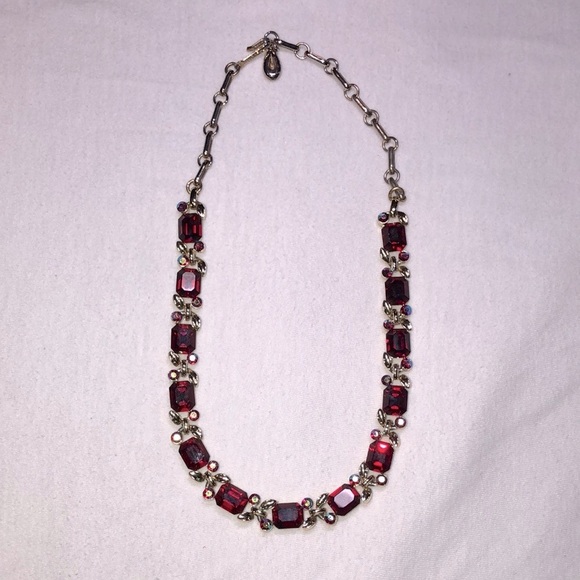 Vintage LISNER garnet red Austrian crystals aurora borealis rhinestones